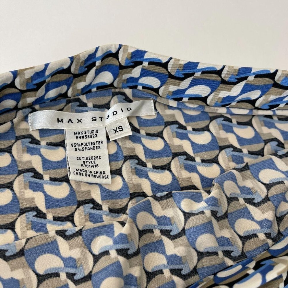 Max Studio Skirt Blue Geometric Striped Ruff - Picture 5 of 5